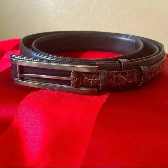 Jeweler Matthew Feldman Timeless Vintage Thin Leather Designer Belt Buckle Art - Picture 1 of 15